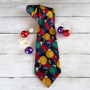 Christmas necktie Burgundy & Navy Blue ornaments